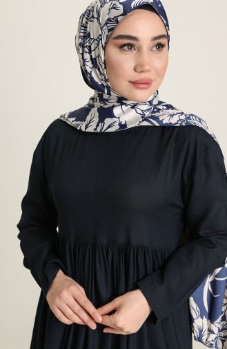 Navy Blue Hijab Dress 0404-01