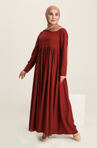 Claret Red Hijab Dress 0404-02