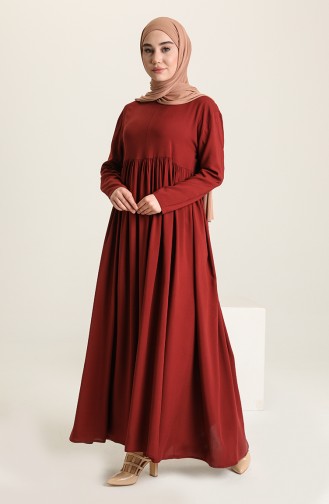 Claret Red Hijab Dress 0404-02