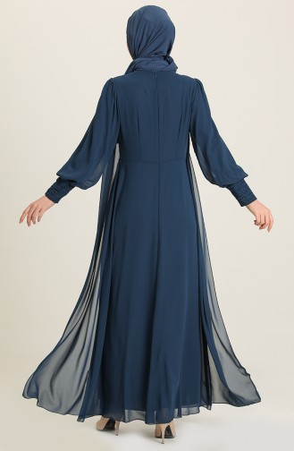 Petrol Hijab Evening Dress 52814-02