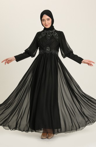 Schwarz Hijab-Abendkleider 52822-07