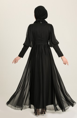 Black Hijab Evening Dress 52822-07