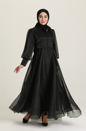 Black Hijab Evening Dress 52828-04