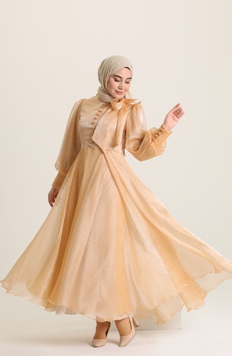Gold Hijab-Abendkleider 52828-05