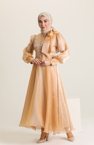 Gold Hijab Evening Dress 52828-05
