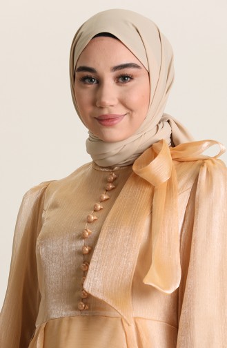 Gold Hijab Evening Dress 52828-05