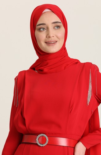 Red Hijab Dress 61538-01
