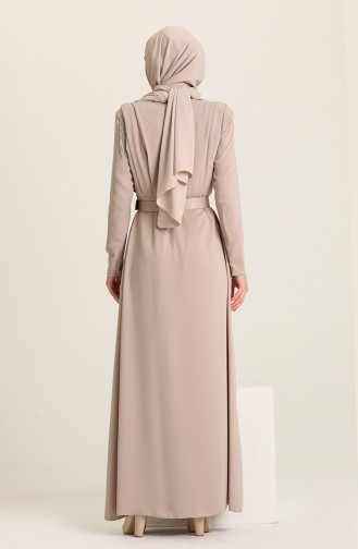 Beige Hijab Dress 61538-03