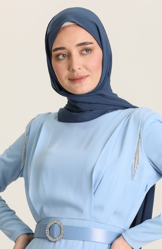 Blau Hijab Kleider 61538-04