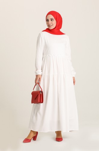 White Hijab Dress 1761-01