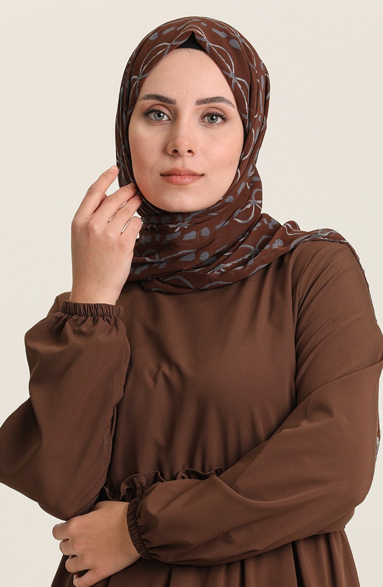 Brown Hijab Dress 176106 Sefamerve