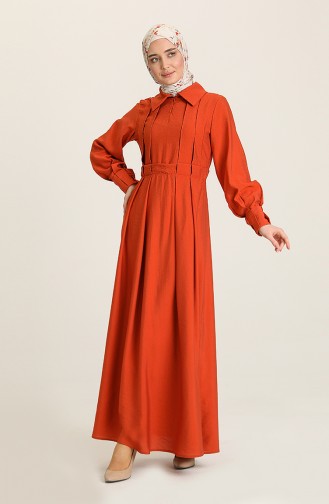 Brick Red Hijab Dress 228350-02