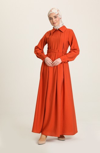 Brick Red Hijab Dress 228350-02