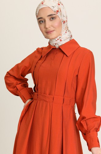 Ziegelrot Hijab Kleider 228350-02