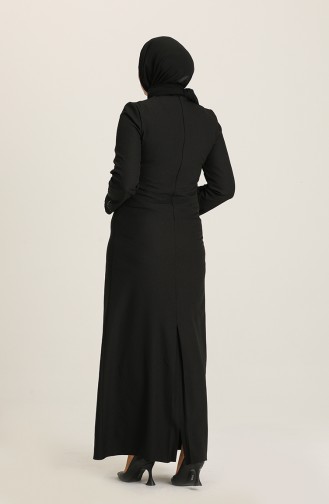Büyük Beden Taş Baskılı Elbise 0004-01 Siyah