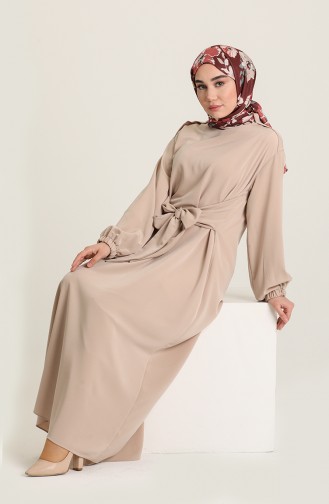 Beige Hijab Dress 1001-01