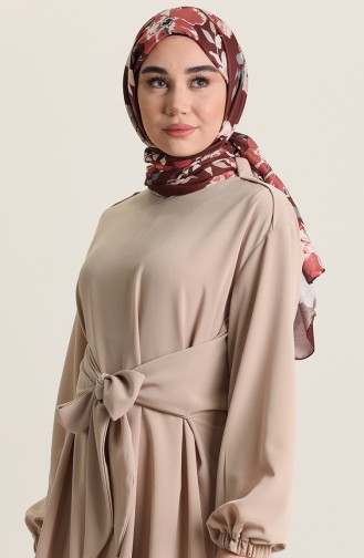 Beige Hijab Kleider 1001-01