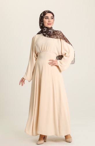 Beige Hijab Kleider 1004-02