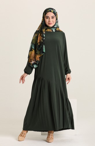 Pileli Sandy Elbise 5502-01 Yeşil