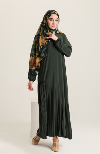 Pileli Sandy Elbise 5502-01 Yeşil