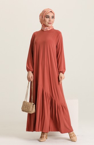 Pileli Sandy Elbise 5502-02 Oranj