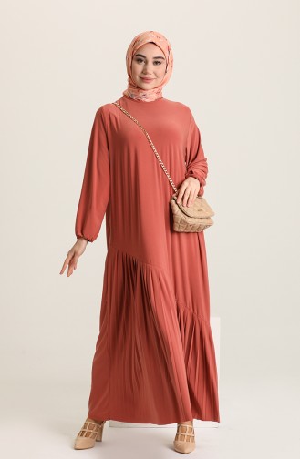 Pileli Sandy Elbise 5502-02 Oranj