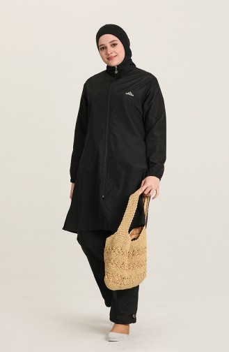 Schwarz Hijab Badeanzug 0211-04