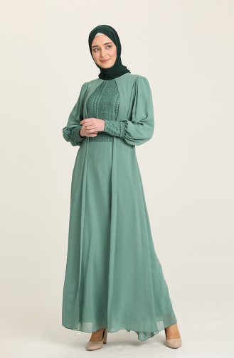 Mint Green Hijab Evening Dress 52814-04