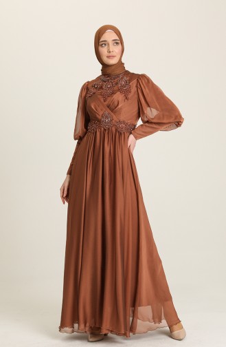 Tan Hijab Evening Dress 52822-04