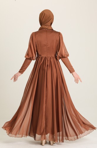 Tan Hijab Evening Dress 52822-04