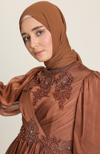 Tan Hijab Evening Dress 52822-04