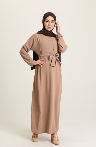 Milk Coffee Hijab Dress 1007-01