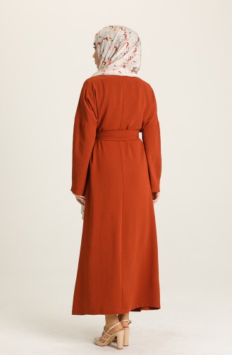 Brick Red Hijab Dress 1007-04