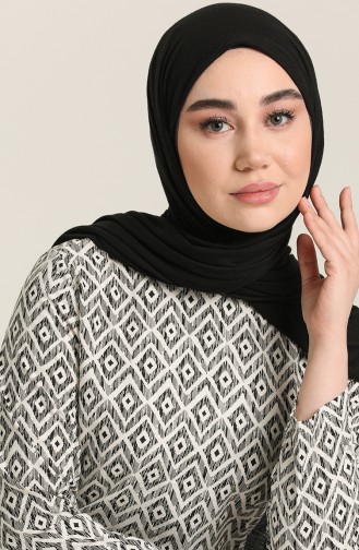 Minahill Keten Emprime Tunik 227129-03 Siyah