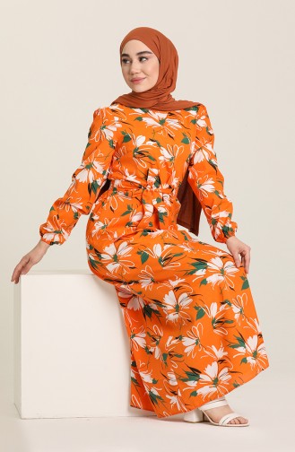 Orange Hijab Kleider 2068-01