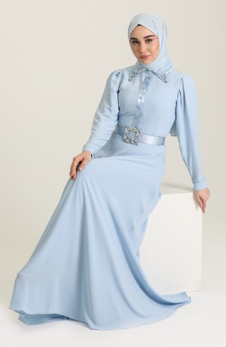 Blau Hijab-Abendkleider 61738-01