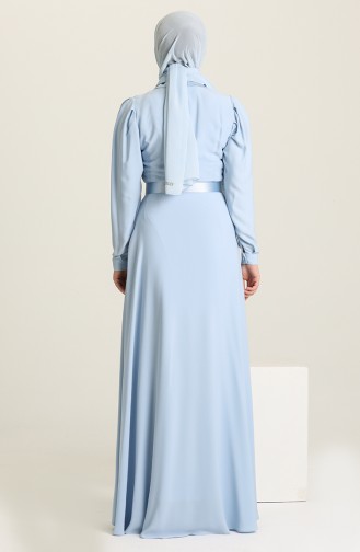 Blue Hijab Evening Dress 61738-01