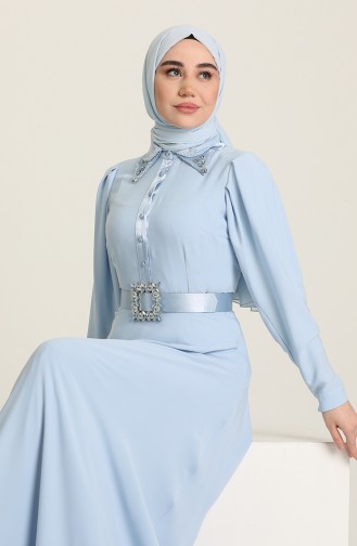 Blue Hijab Evening Dress 61738-01
