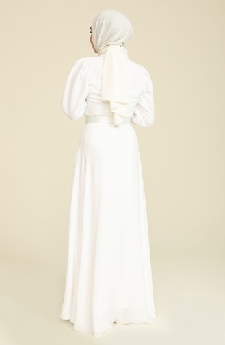 White Hijab Evening Dress 61738-03