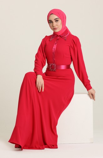 Fuchsia Hijab-Abendkleider 61738-05