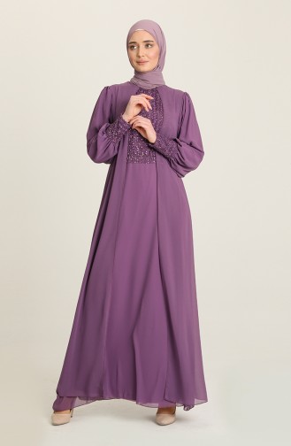 Violet Hijab Evening Dress 52814-05