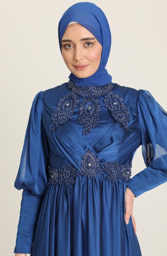 Saxe Hijab Evening Dress 52822-06