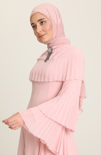 Powder Hijab Evening Dress 0110-03