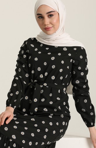 Schwarz Hijab Kleider 2069-01