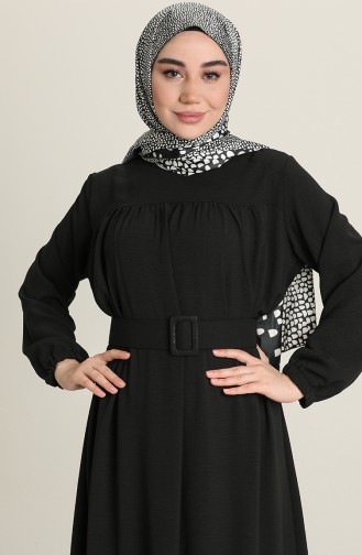Schwarz Hijab Kleider 8177-01