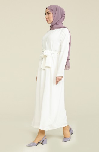 Weiß Hijab Kleider 1007-03