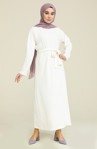 White Hijab Dress 1007-03