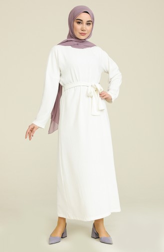 Weiß Hijab Kleider 1007-03