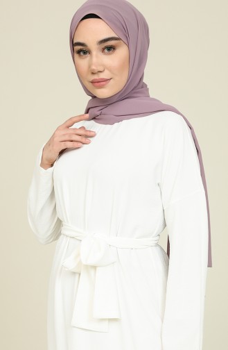 Weiß Hijab Kleider 1007-03