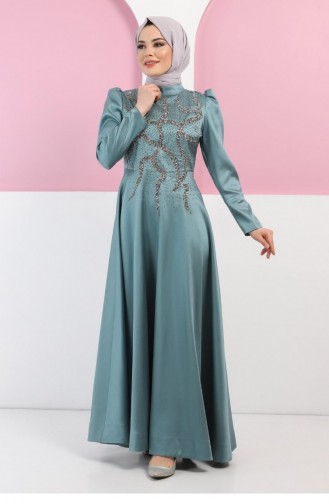 Mint Green Hijab Evening Dress 11402.Mint